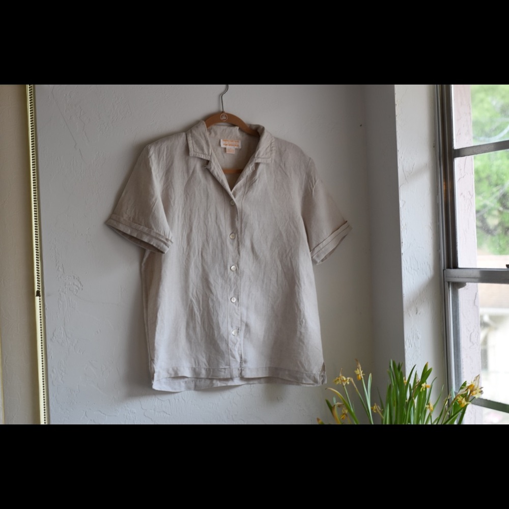 100% linen brooks brothers button up top